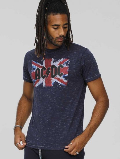 D555 DENNIS Official AC/DC Printed Crew Neck T-Shirt Navy Reno - Majice Kratkih Rukava - Muške Majice Kratkih Rukava Veliki Brojevi 