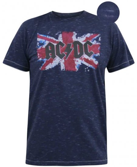 D555 DENNIS Official AC/DC Printed Crew Neck T-Shirt Navy Reno - Majice Kratkih Rukava - Muške Majice Kratkih Rukava Veliki Brojevi 