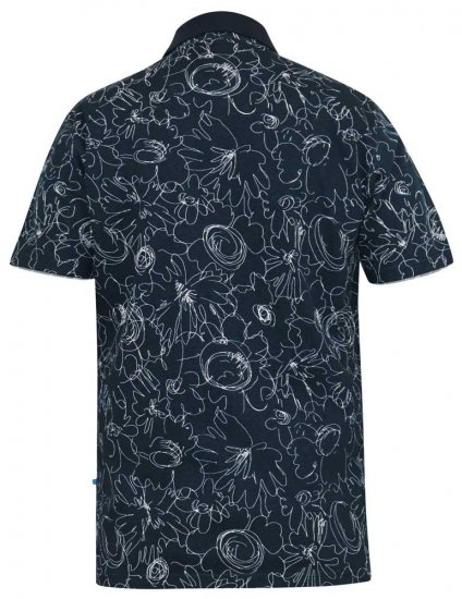 D555 ROLAND Printed Polo Shirt Navy - Polo majice - Muške Polo Majice Veliki Brojevi