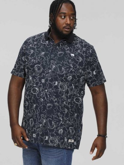 D555 ROLAND Printed Polo Shirt Navy - Polo majice - Muške Polo Majice Veliki Brojevi