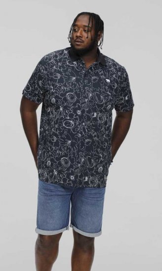 D555 ROLAND Printed Polo Shirt Navy - Polo majice - Muške Polo Majice Veliki Brojevi