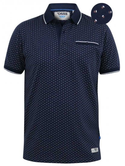 D555 DARWIN AO Printed Polo Shirt Navy - Polo majice - Muške Polo Majice Veliki Brojevi