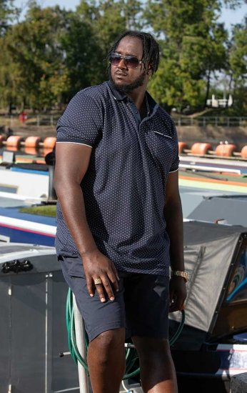 D555 DARWIN AO Printed Polo Shirt Navy - Polo majice - Muške Polo Majice Veliki Brojevi