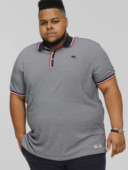D555 BAYTON 2 Fine Stripe Jersey Polo Grey - Polo majice - Muške Polo Majice Veliki Brojevi