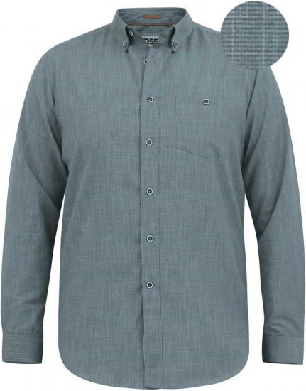 D555 RADCLIFFE Cross Hatch Soft Touch Slub Long Sleeve Shirt With Chest Patch Pocket Charcoal - Košulje - Muške Košulje Veliki Brojevi