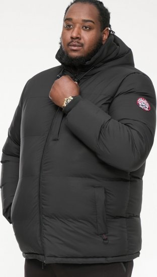 D555 DOMENIC Quilted Puffer Jacket With Half Micro Fleece Lining And Hood Black - Jakne - Muške Jakne Veliki Brojevi