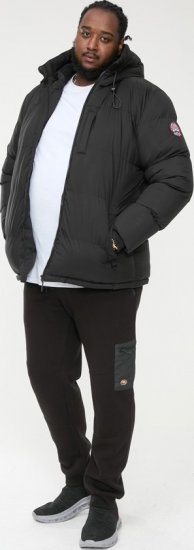 D555 DOMENIC Quilted Puffer Jacket With Half Micro Fleece Lining And Hood Black - Jakne - Muške Jakne Veliki Brojevi