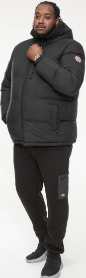 D555 DOMENIC Quilted Puffer Jacket With Half Micro Fleece Lining And Hood Black - Jakne - Muške Jakne Veliki Brojevi