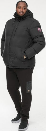 D555 DOMENIC Quilted Puffer Jacket With Half Micro Fleece Lining And Hood Black - Jakne - Muške Jakne Veliki Brojevi