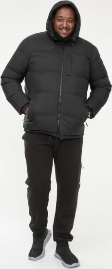D555 DOMENIC Quilted Puffer Jacket With Half Micro Fleece Lining And Hood Black - Jakne - Muške Jakne Veliki Brojevi