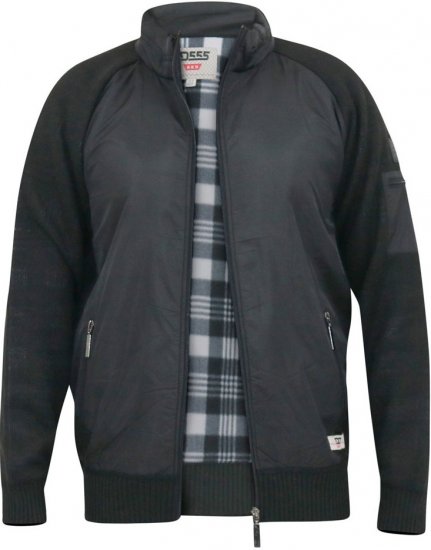 D555 MARSDEN Hybrid Knitted Jacket With Bonded Fleece Lining Black - Jakne - Muške Jakne Veliki Brojevi