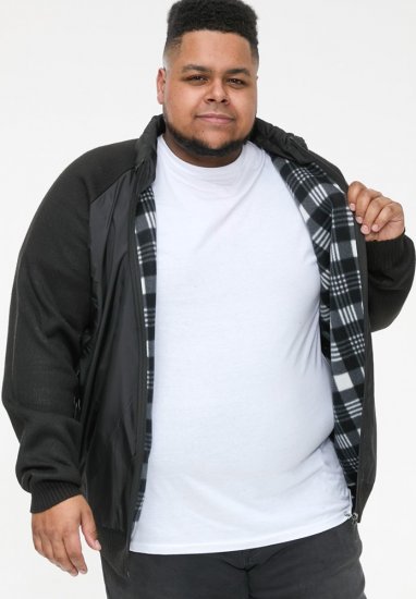 D555 MARSDEN Hybrid Knitted Jacket With Bonded Fleece Lining Black - Jakne - Muške Jakne Veliki Brojevi