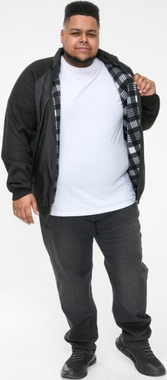 D555 MARSDEN Hybrid Knitted Jacket With Bonded Fleece Lining Black - Jakne - Muške Jakne Veliki Brojevi