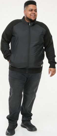D555 MARSDEN Hybrid Knitted Jacket With Bonded Fleece Lining Black - Jakne - Muške Jakne Veliki Brojevi