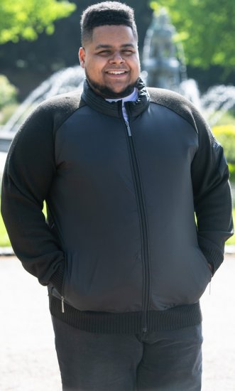 D555 MARSDEN Hybrid Knitted Jacket With Bonded Fleece Lining Black - Jakne - Muške Jakne Veliki Brojevi