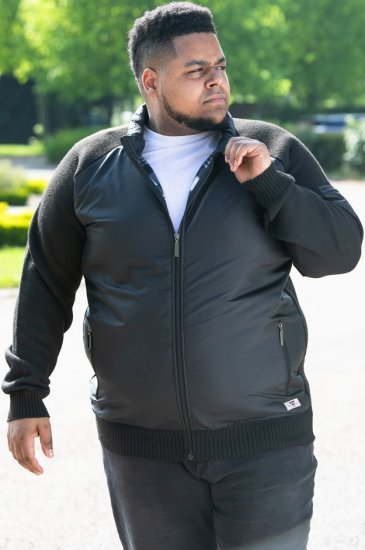 D555 MARSDEN Hybrid Knitted Jacket With Bonded Fleece Lining Black - Jakne - Muške Jakne Veliki Brojevi