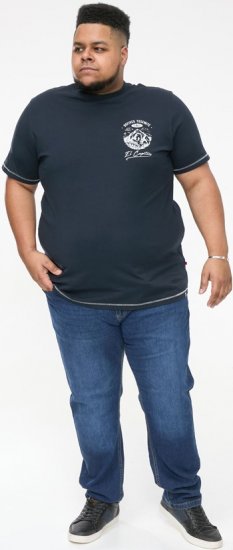 D555 GRAHAM YOSEMITE Chest And Back Printed Crew Neck T-Shirt Navy - Majice Kratkih Rukava - Muške Majice Kratkih Rukava Veliki Brojevi 