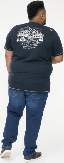D555 GRAHAM YOSEMITE Chest And Back Printed Crew Neck T-Shirt Navy - Majice Kratkih Rukava - Muške Majice Kratkih Rukava Veliki Brojevi 