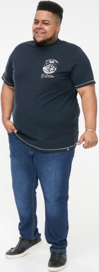 D555 GRAHAM YOSEMITE Chest And Back Printed Crew Neck T-Shirt Navy - Majice Kratkih Rukava - Muške Majice Kratkih Rukava Veliki Brojevi 