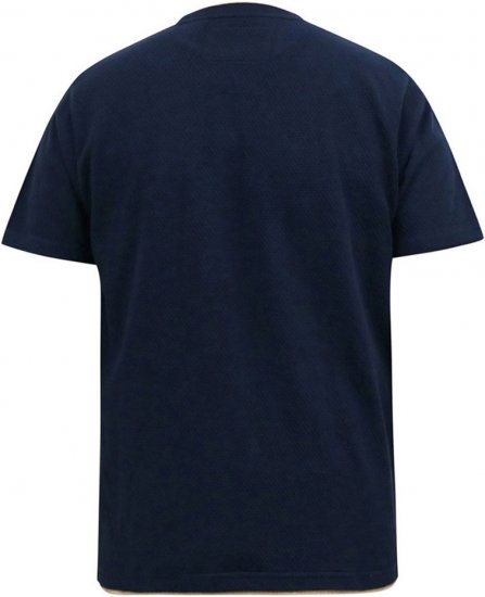 D555 SANDFORD Double Layer On Neck Ribs And Hem Waffle Textured T-Shirt Navy - Majice Kratkih Rukava - Muške Majice Kratkih Rukava Veliki Brojevi 