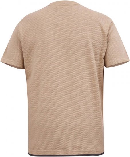 D555 SANDFORD Double Layer On Neck Ribs And Hem Waffle Textured T-Shirt Beige - Majice Kratkih Rukava - Muške Majice Kratkih Rukava Veliki Brojevi 
