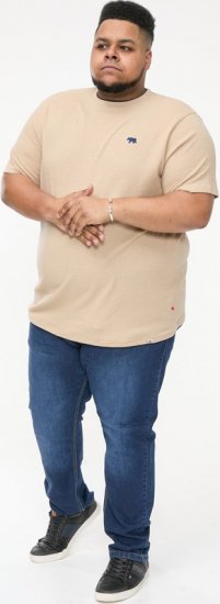 D555 SANDFORD Double Layer On Neck Ribs And Hem Waffle Textured T-Shirt Beige - Majice Kratkih Rukava - Muške Majice Kratkih Rukava Veliki Brojevi 