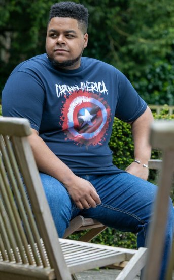 D555 ROGERS Official Captain America Printed T-Shirt Dark Navy - Majice Kratkih Rukava - Muške Majice Kratkih Rukava Veliki Brojevi 