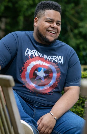 D555 ROGERS Official Captain America Printed T-Shirt Dark Navy - Majice Kratkih Rukava - Muške Majice Kratkih Rukava Veliki Brojevi 