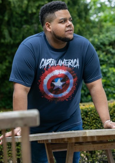 D555 ROGERS Official Captain America Printed T-Shirt Dark Navy - Majice Kratkih Rukava - Muške Majice Kratkih Rukava Veliki Brojevi 