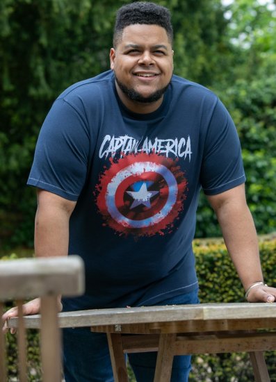 D555 ROGERS Official Captain America Printed T-Shirt Dark Navy - Majice Kratkih Rukava - Muške Majice Kratkih Rukava Veliki Brojevi 