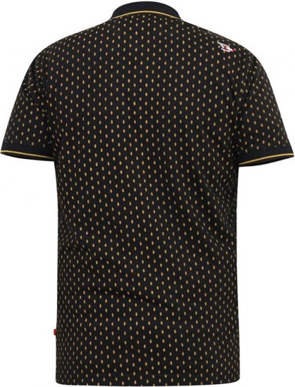 D555 RAUL AOP Jersey Polo With Jacquard Collar, Ribs And Chest Pocket Black - Polo majice - Muške Polo Majice Veliki Brojevi