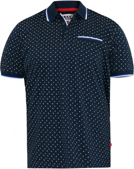 D555 OAKLEY AOP Jersey Polo With Jacquard Collar, Ribs And Chest Pocket Navy - Polo majice - Muške Polo Majice Veliki Brojevi
