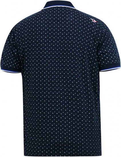 D555 OAKLEY AOP Jersey Polo With Jacquard Collar, Ribs And Chest Pocket Navy - Polo majice - Muške Polo Majice Veliki Brojevi