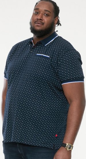 D555 OAKLEY AOP Jersey Polo With Jacquard Collar, Ribs And Chest Pocket Navy - Polo majice - Muške Polo Majice Veliki Brojevi