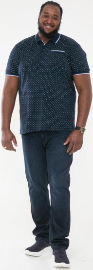 D555 OAKLEY AOP Jersey Polo With Jacquard Collar, Ribs And Chest Pocket Navy - Polo majice - Muške Polo Majice Veliki Brojevi