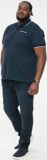 D555 OAKLEY AOP Jersey Polo With Jacquard Collar, Ribs And Chest Pocket Navy - Polo majice - Muške Polo Majice Veliki Brojevi
