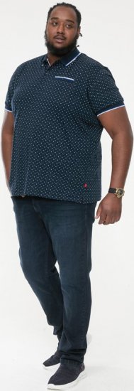 D555 OAKLEY AOP Jersey Polo With Jacquard Collar, Ribs And Chest Pocket Navy - Polo majice - Muške Polo Majice Veliki Brojevi
