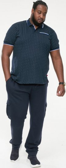 D555 OAKLEY AOP Jersey Polo With Jacquard Collar, Ribs And Chest Pocket Navy - Polo majice - Muške Polo Majice Veliki Brojevi