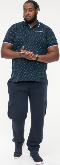 D555 OAKLEY AOP Jersey Polo With Jacquard Collar, Ribs And Chest Pocket Navy - Polo majice - Muške Polo Majice Veliki Brojevi