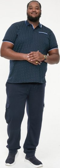 D555 OAKLEY AOP Jersey Polo With Jacquard Collar, Ribs And Chest Pocket Navy - Polo majice - Muške Polo Majice Veliki Brojevi