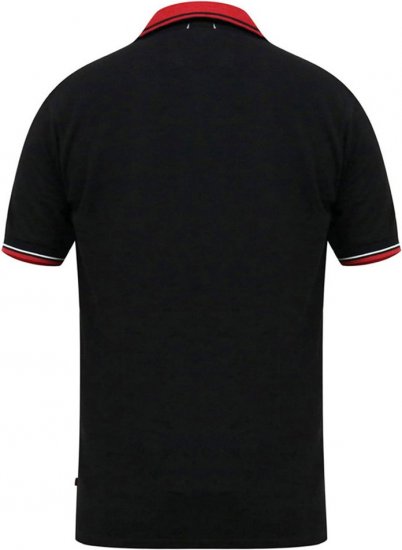 D555 CHESTER Pique Polo With Red Collar With Tipping Detail And Chest Embroidery Black - Polo majice - Muške Polo Majice Veliki Brojevi