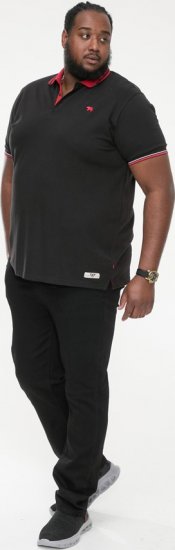D555 CHESTER Pique Polo With Red Collar With Tipping Detail And Chest Embroidery Black - Polo majice - Muške Polo Majice Veliki Brojevi
