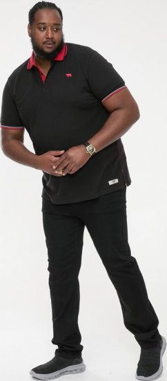 D555 CHESTER Pique Polo With Red Collar With Tipping Detail And Chest Embroidery Black - Polo majice - Muške Polo Majice Veliki Brojevi