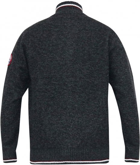 D555 ABERDARE Knitted Zip Through Sweater With Bonded Check Lining Charcoal Marl - Puloveri & dukserice - Muške Puloveri & dukserice veliki brojevi