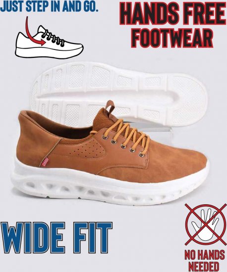 D555 Dartford 1 Kingsize Hands Free Shoes Pu & Faux Suede Top Tan - Muške cipele 40-52 - 