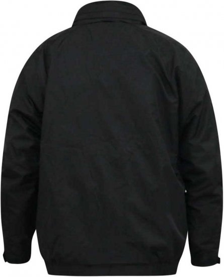 D555 Rudy Showerproof Fleece Lined Jacket With Packaway Hood - Black - Jakne - Muške Jakne Veliki Brojevi