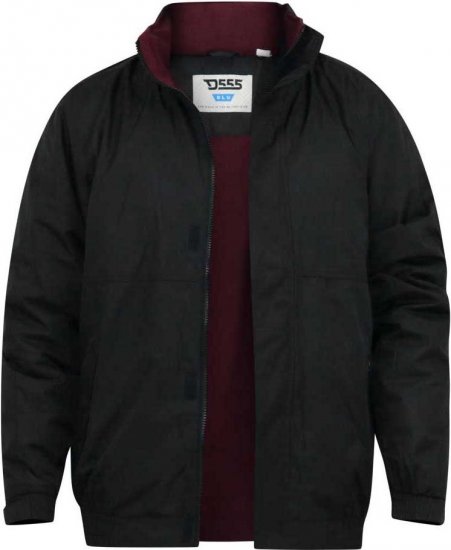 D555 Rudy Showerproof Fleece Lined Jacket With Packaway Hood - Black - Jakne - Muške Jakne Veliki Brojevi