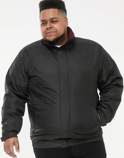 D555 Rudy Showerproof Fleece Lined Jacket With Packaway Hood - Black - Jakne - Muške Jakne Veliki Brojevi