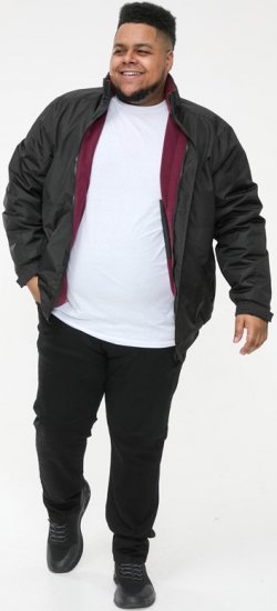 D555 Rudy Showerproof Fleece Lined Jacket With Packaway Hood - Black - Jakne - Muške Jakne Veliki Brojevi