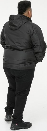 D555 Rudy Showerproof Fleece Lined Jacket With Packaway Hood - Black - Jakne - Muške Jakne Veliki Brojevi